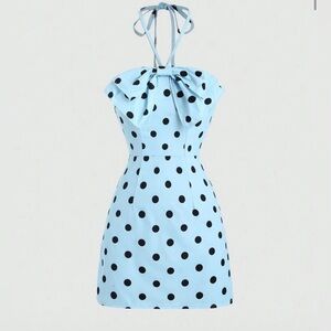 SHEIN Light Blue Polka Dot Mini Dress